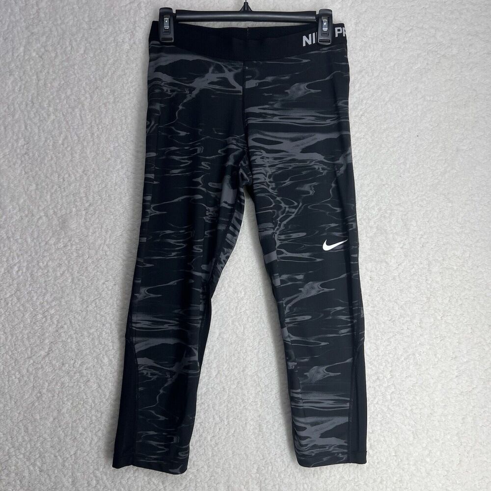 Nike Pro Combat 3/4 Length Tights Pants Women's Large Gray/Black